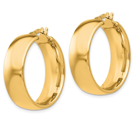 Sterling Silver Gold Plated 23mm Polished Round Hoop Earrings