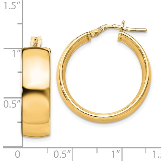 Sterling Silver Gold Plated 23mm Polished Round Hoop Earrings