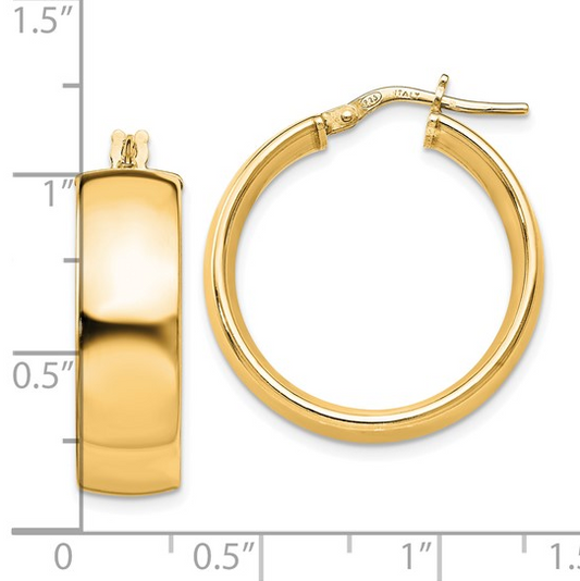Sterling Silver Gold Plated 23mm Polished Round Hoop Earrings