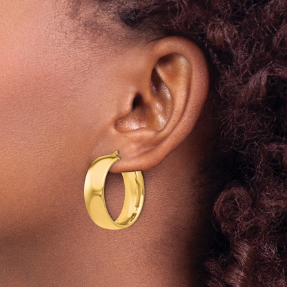 Sterling Silver Gold Plated 23mm Polished Round Hoop Earrings