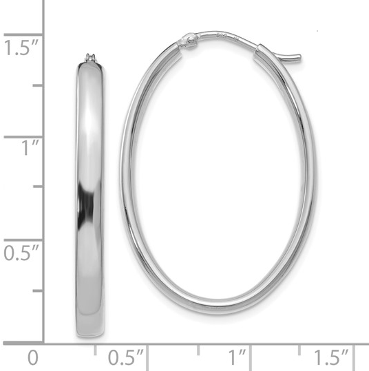 Sterling Silver 34mm Polished Oval Hoop Earrings