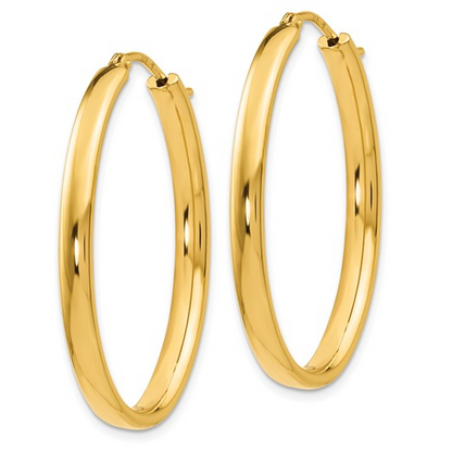 Sterling Silver Gold Plated Polished Oval Hoop Earrings