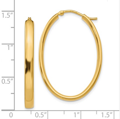 Sterling Silver Gold Plated Polished Oval Hoop Earrings