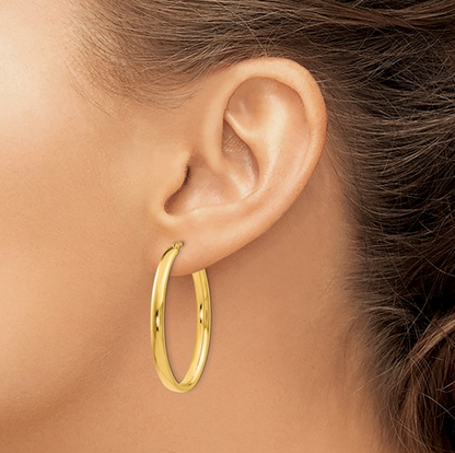 Sterling Silver Gold Plated Polished Oval Hoop Earrings