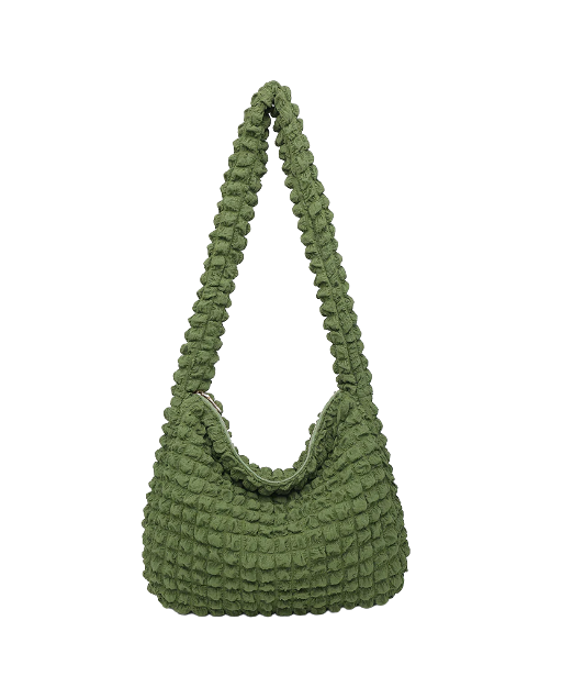 Rosemary Quilted Nylon Crossbody in Olive