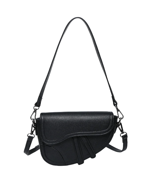 Marisol Vegan Asymmetrical Saddle Bag in Black