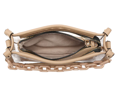 Jessica Vegan Clear Crossbody in Dark Brown