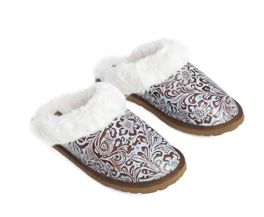 Marta Turquoise Leather Lined Slippers