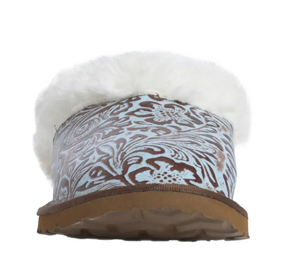 Marta Turquoise Leather Lined Slippers