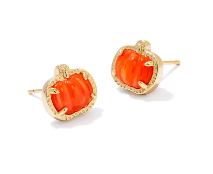 Kendra Scott Gold Pumpkin Stud Earrings in Orange Mother of Pearl