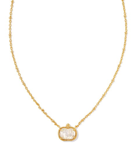 Kendra Scott Gold Pumpkin Short Necklace in Ivory Mother of Pearl