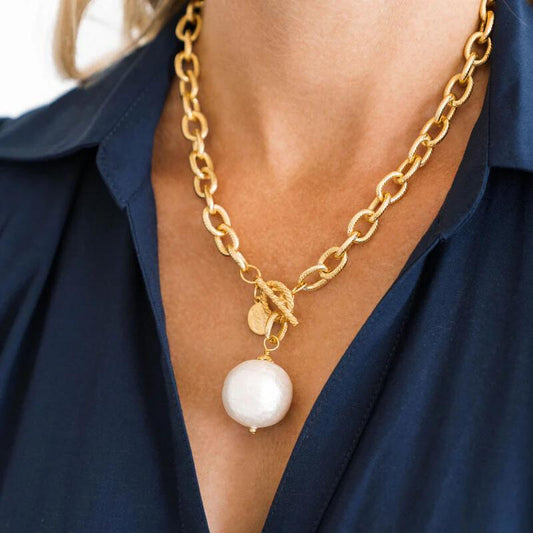 Susan Shaw Cotton Pearl Toggle Necklace - 16"