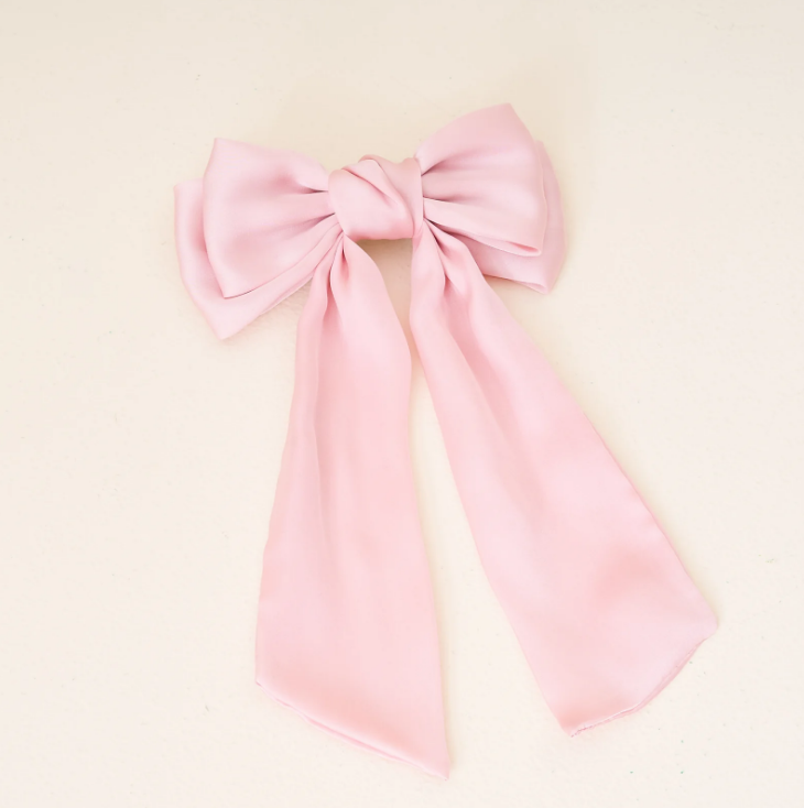 Satin Hair Bow - Blush Satin