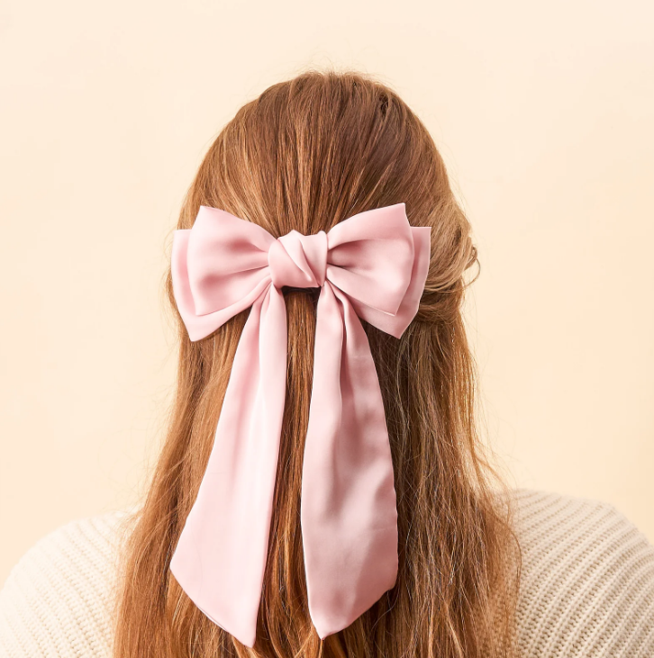 Satin Hair Bow - Blush Satin