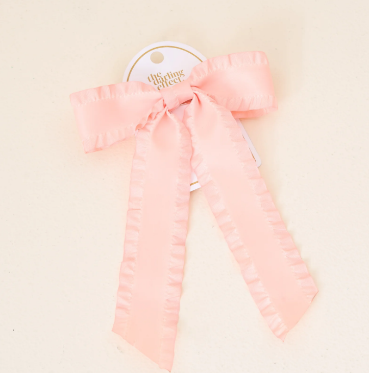 Ruffle Hair Bow - Blush