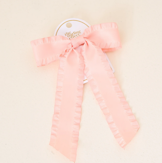 Ruffle Hair Bow - Blush
