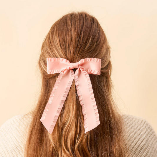 Ruffle Hair Bow - Blush