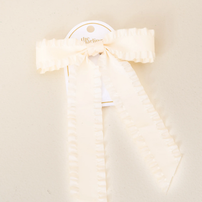 Ruffle Hair Bow - Cream