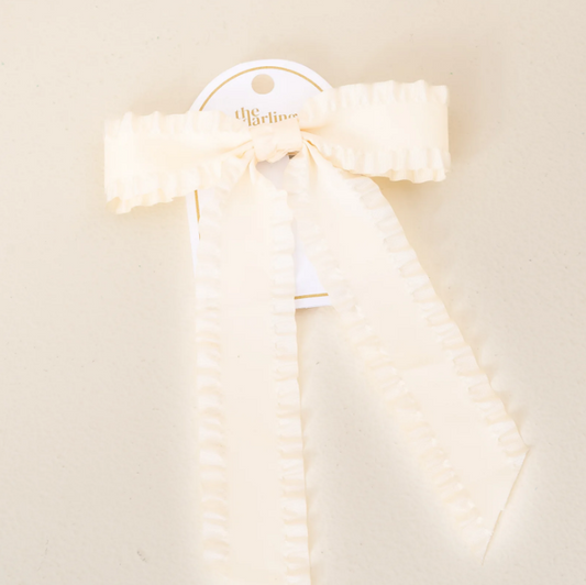 Ruffle Hair Bow - Cream