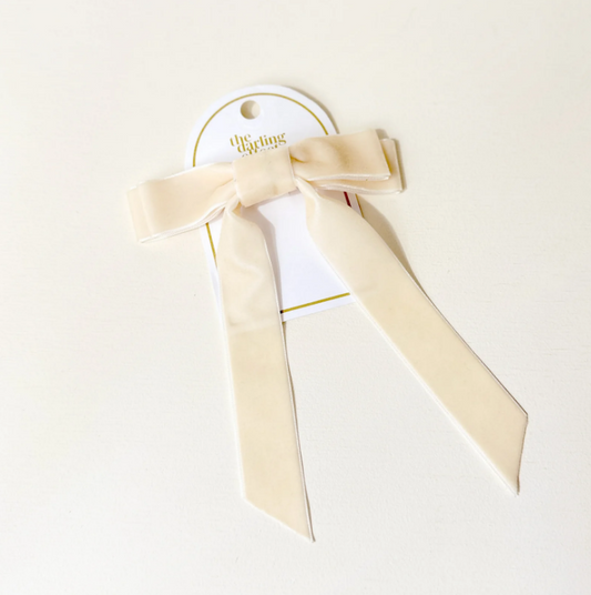 Velvet Hair Bow - Cream Velvet