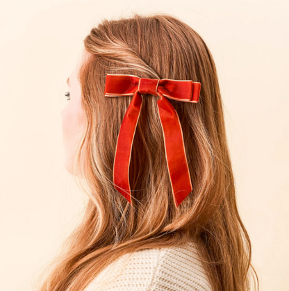 Velvet Hair Bow - Brown Velvet
