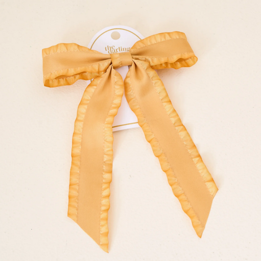 Ruffle Hair Bow - Mustard