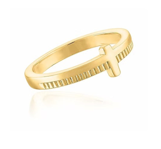 LAY-RING93G Layered Gold Tone Bar Ring