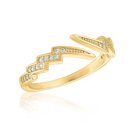 LAY-RING95G Layers Gold Tone Lightning Bolt Ring