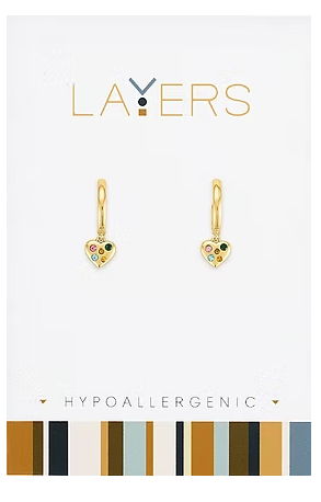 Layers Gold Multi Color Heart Huggie Earrings