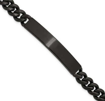 Stainless Steel Brushed Black IP-Plated Curb Link 8.5" ID Bracelet