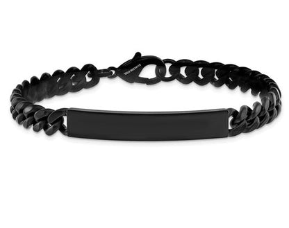 Stainless Steel Brushed Black IP-Plated Curb Link 8.5" ID Bracelet