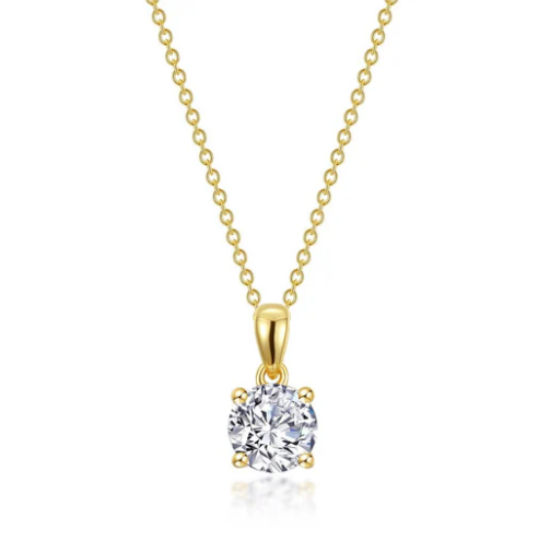 Lafonn Gold Plated .90CTW 4 Prong Solitaire Necklace