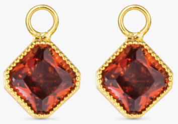 50748/50682 Amanda Blu Square Burgundy CZ Earring Charms