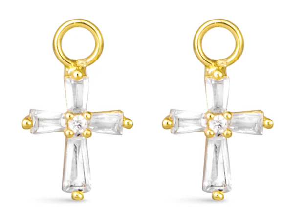 50686 Amanda Blu Tapered CZ Cross Earring Charms