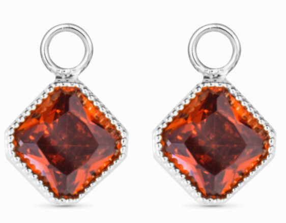 50748/50682 Amanda Blu Square Burgundy CZ Earring Charms