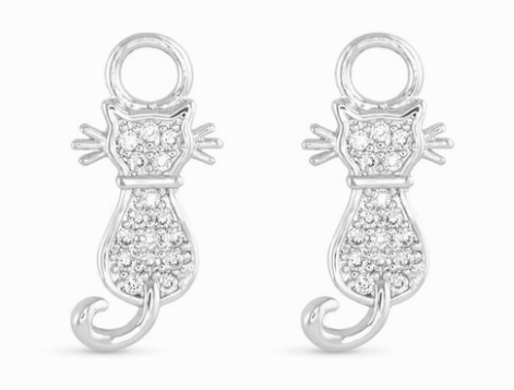 50790 Amanda Blu CZ Cat Earring Charms