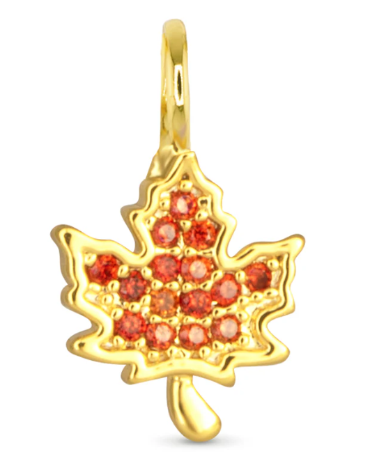 50751/50685 Amanda Blu Orange CZ Maple Leaf Charm