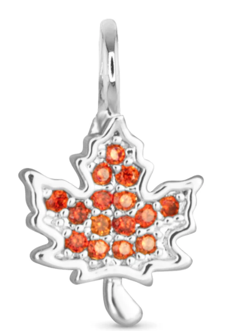 50751/50685 Amanda Blu Orange CZ Maple Leaf Charm