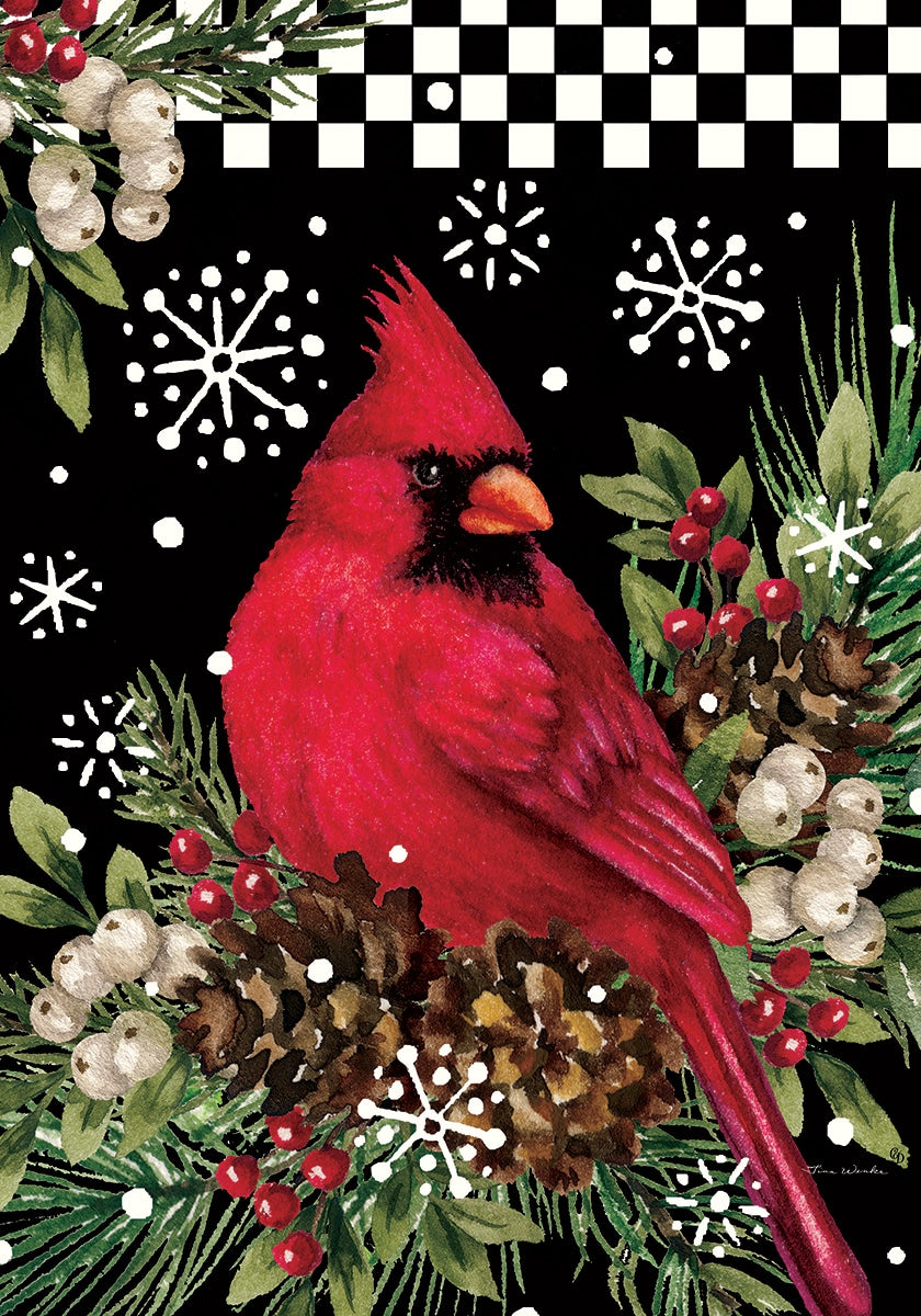Cardinal Pine Cones House Flag