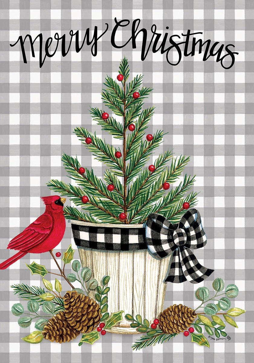 Cardinal Christmas Tree House Flag
