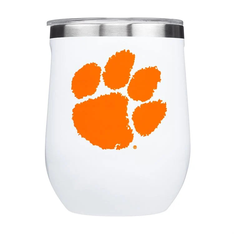 TUM-120-WH-STMLSS-CL-D101 Corkcicle Clemson Wine Tumbler 0