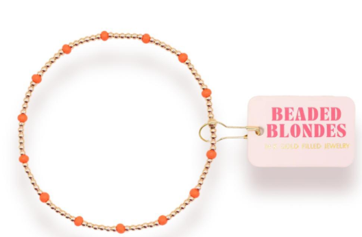 Beaded Blondes Orange Dainty Poppy Bracelet