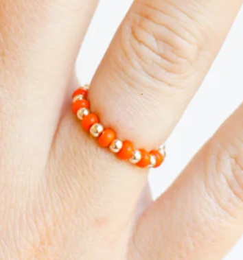 Beaded Blondes Poppi Ring In Orange