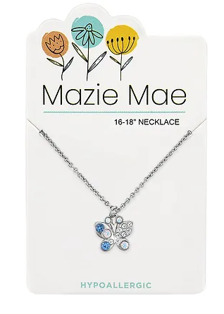 Mazie Mae Silver Opal & Aquamarine Butterfly Necklace