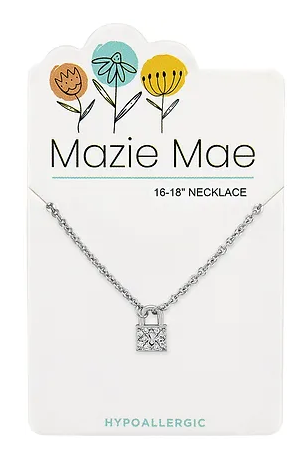 Mazie Mae Silver Cubic Zirconia Padlock Necklace