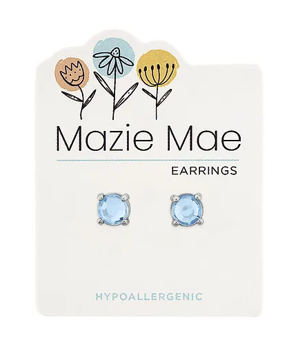 Mazie Mae Silver Light Sapphire Solitaire Stud Earrings