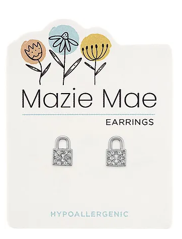 Mazie Mae Silver Cubic Zirconia Padlock Earrings