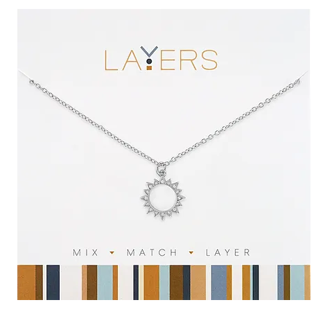 Layers Silver Open Sun Necklace