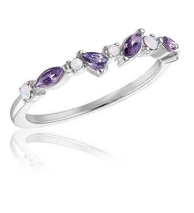 STK106 Stacks Multi Cut Lavender Opal Silver Ring