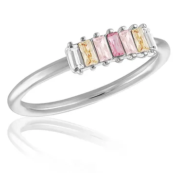 STK107 Stack Vertical Pink Transitional Mini Baguette Ring